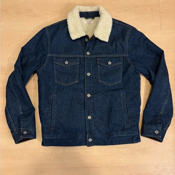 J CREW *Wallace & Barnes* Japanese Denim Sherpa Trucker Jacket - Medium/M - Picture 2 of 8